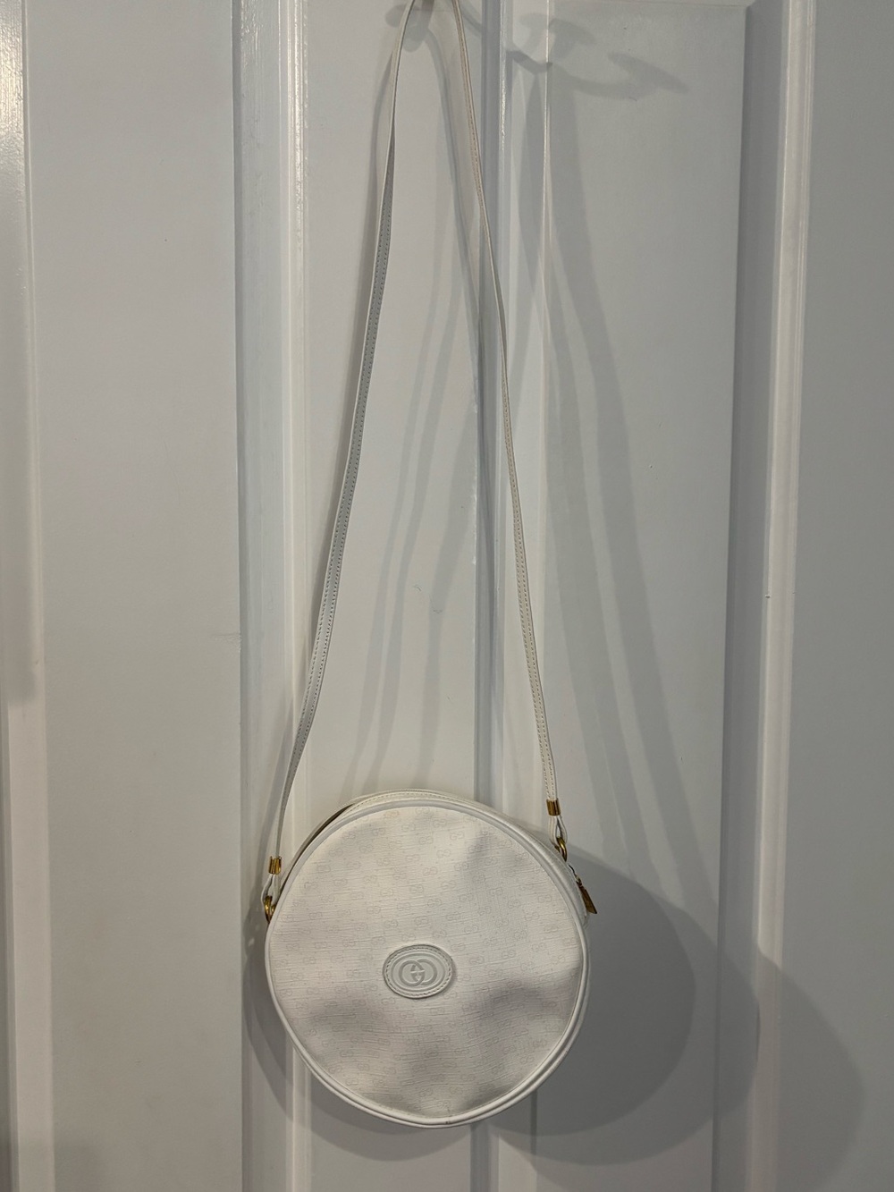 Vintage Gucci White Round Crossbody Shoulder Bag